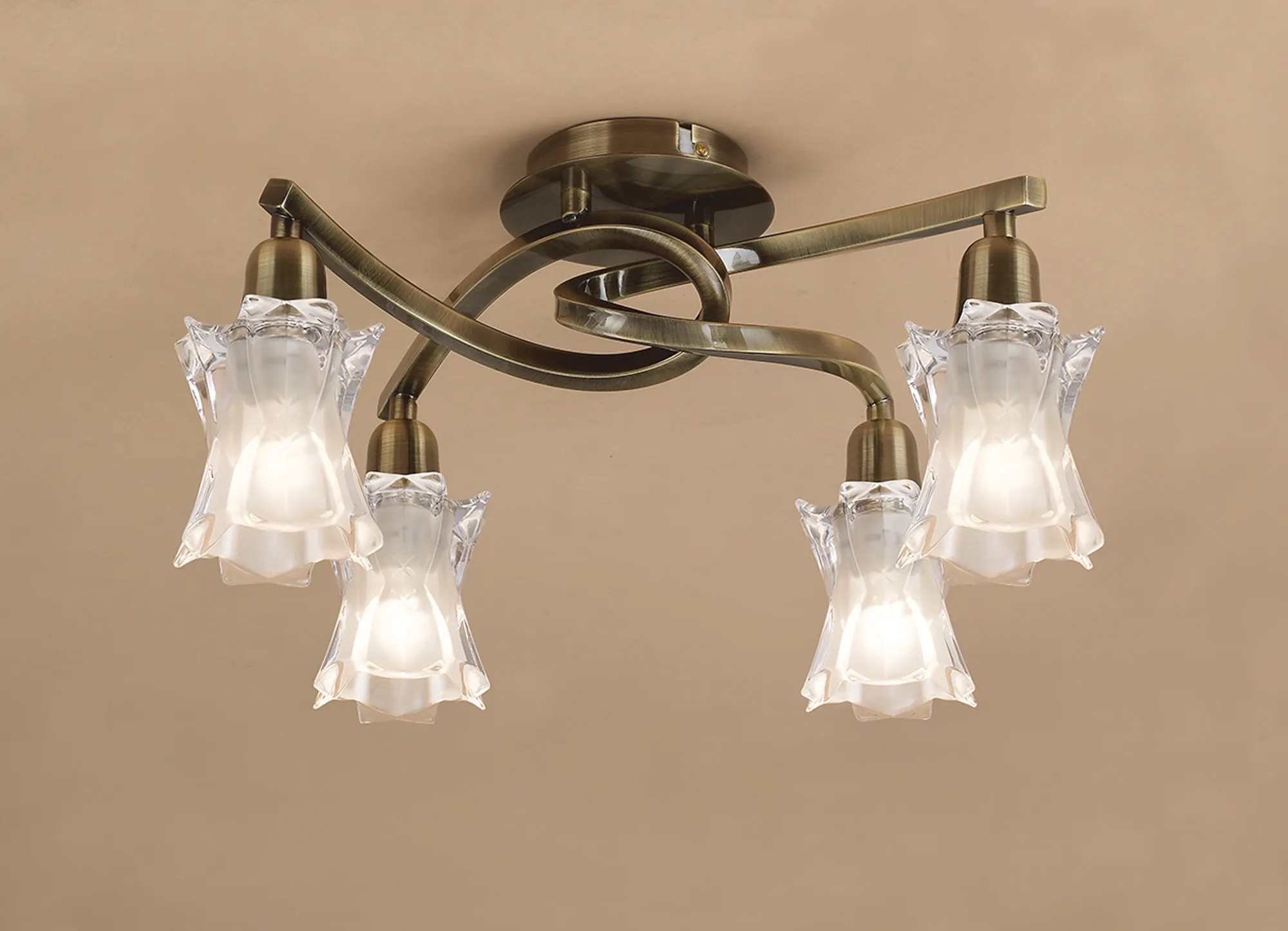 Alaska GU10 Antique Brass Ceiling Lights Mantra Semi Flush Fittings